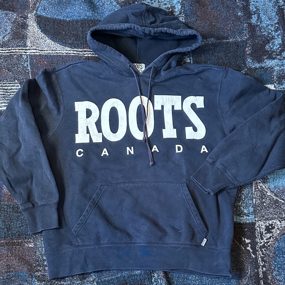 ROOTS vintage blue logo sweatshirt hoodie